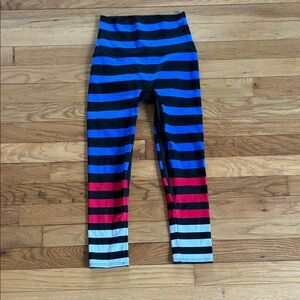 K-Deer Striped Leggings XS Susanne Capri Red White Blue Patriotic USA High Rise